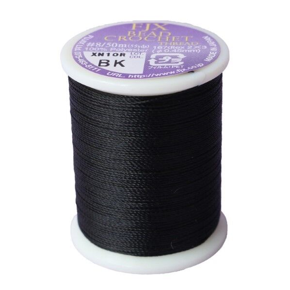 ミユキ産業 MIYUKI ビーズクロッシェ糸 約50m巻 太さ#8 長さ40mm×幅30mm×高さ30mm ブラック K4966-BK 1枚