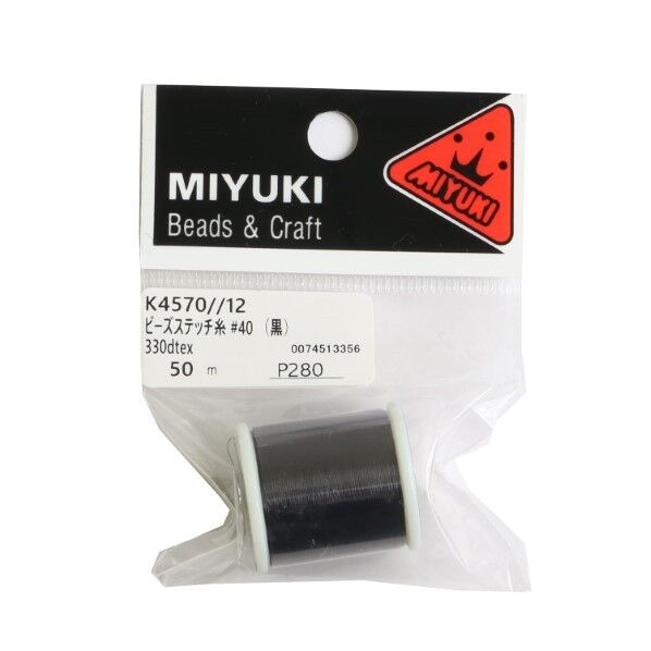 ミユキ産業 MIYUKI ビーズステッチ糸 #40/50m巻 K4570/12 黒 K4570-12 1枚