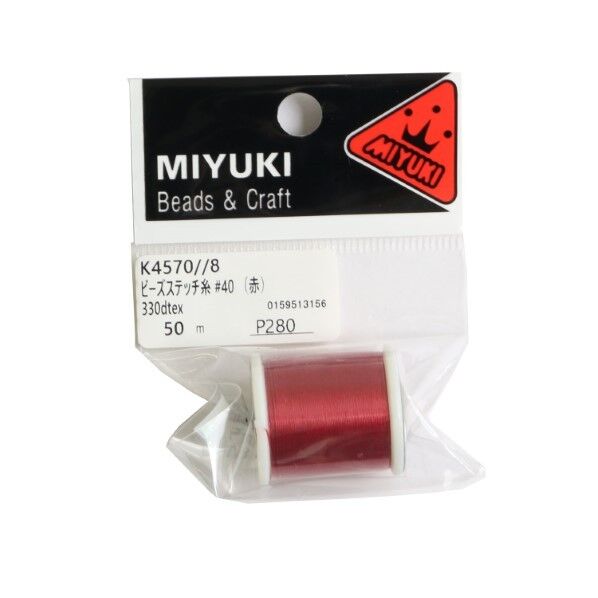 ミユキ産業 MIYUKI ビーズステッチ糸 #40/50m巻 K4570/8 赤 K4570-8 1枚