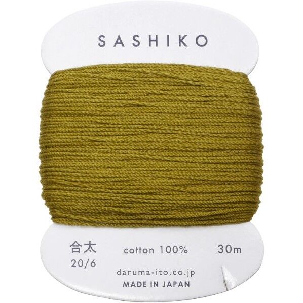 ダルマ 刺し子糸 〈合太〉 カード巻き COL.228 うぐいす 約30m 01-2410 グリーン