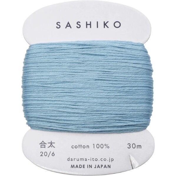 ダルマ 刺し子糸 〈合太〉 カード巻き COL.226 水色 約30m 01-2410