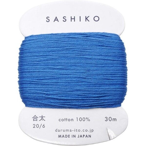 ダルマ 刺し子糸 〈合太〉 カード巻き COL.225 瑠璃 約30m 01-2410 ブルー