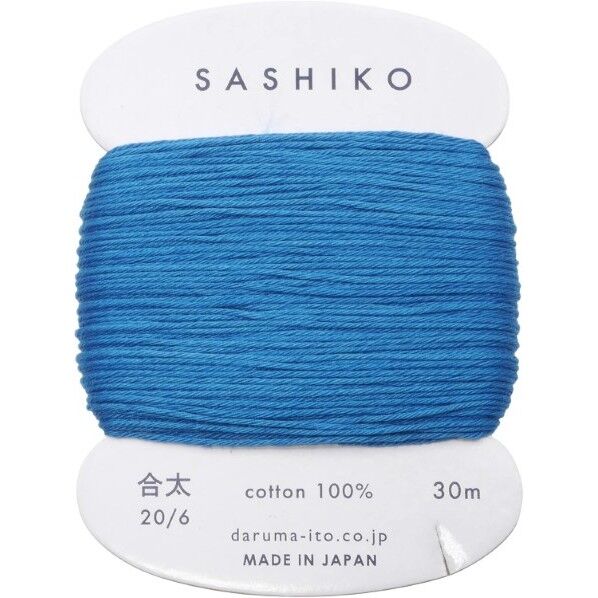 ダルマ 刺し子糸 〈合太〉 カード巻き COL.224 青 約30m 01-2410