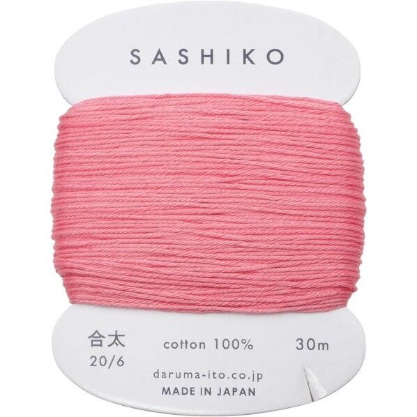 ダルマ 刺し子糸 〈合太〉 カード巻き COL.222 梅 約30m 01-2410 ピンク