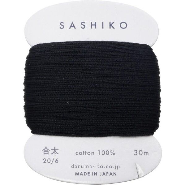 ダルマ 刺し子糸 〈合太〉 カード巻き COL.219 黒 約30m 01-2410