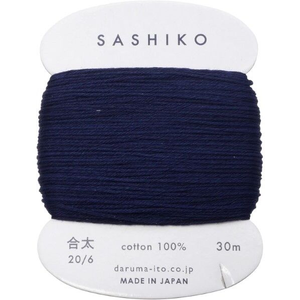 ダルマ 刺し子糸 〈合太〉 カード巻き COL.216 濃あい 約30m 01-2410 ブルー