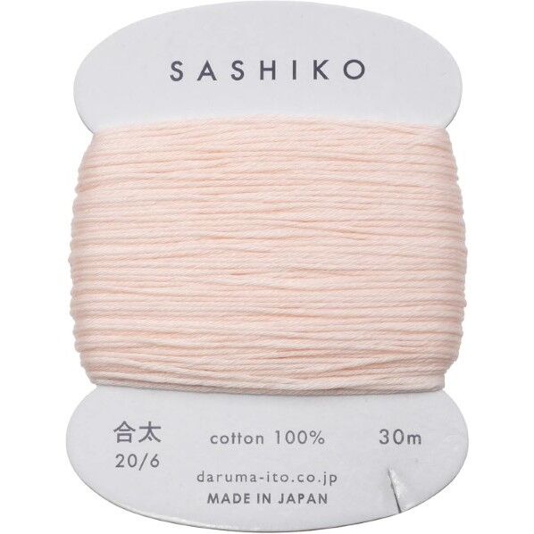 ダルマ 刺し子糸 〈合太〉 カード巻き COL.209 うす桜 約30m 01-2410 ピンク