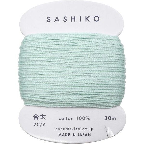 ダルマ 刺し子糸 〈合太〉 カード巻き COL.206 ミント 約30m 01-2410 水色