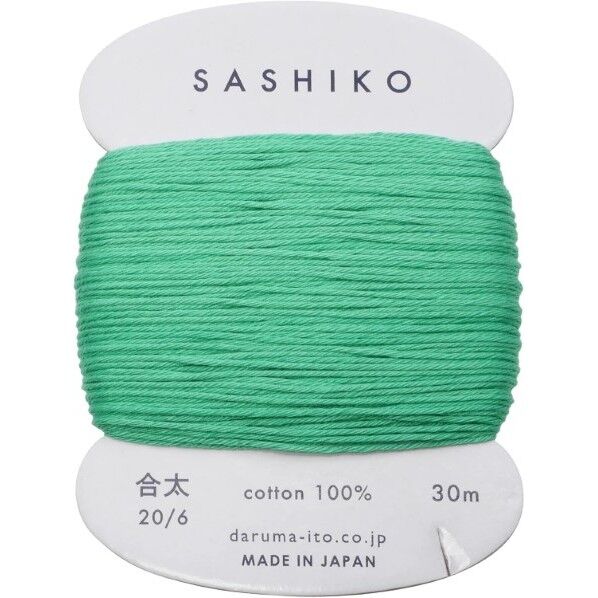 ダルマ刺し子糸〈合太〉カード巻きCOL.207エメラルド約30m01-2410グリーン