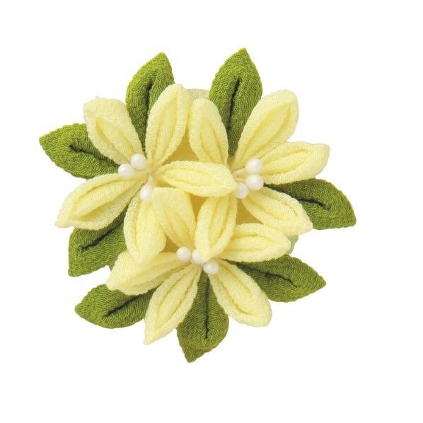 オリムパス製絲 はじめてのつまみ細工 キット ジャスミンのブローチ H6×W6×D2cm