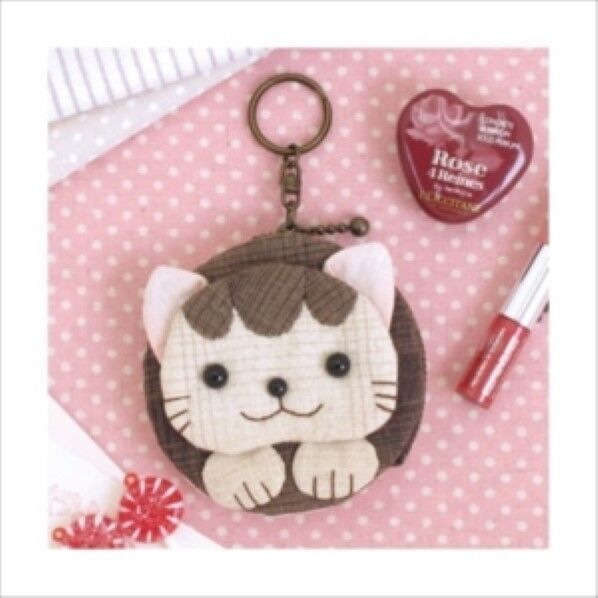 オリムパス製絲 パッチワークキット かわいいペットシリーズ キーリング付きコインケース ネコ