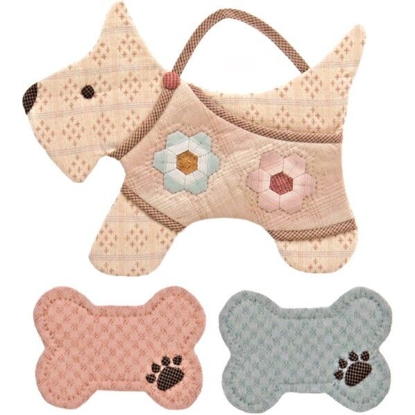 オリムパス製絲 パッチワークキット テリアのウォールポケットとボーンのコースター