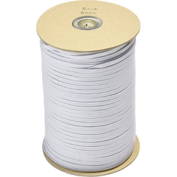 日本紐釦貿易 ソフトゴム 6コールゴム 3mm巾×300m巻 白