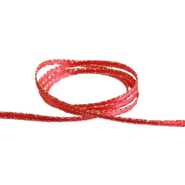 小西リボン クリスマスリボン エッジラメサテン 巾3mm×30m レッド