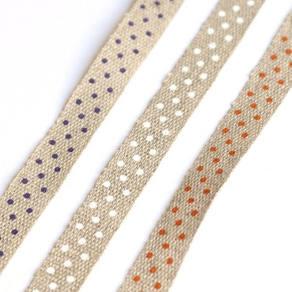 リネンテープ ドット柄プリント