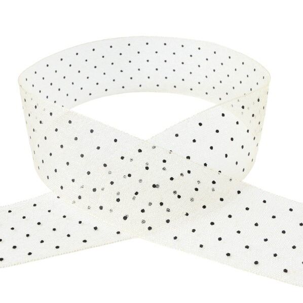 小西リボン 水玉オーガンジーリボン 25mm巾×15m巻