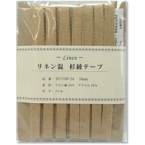 日本紐釦貿易 リネン混テープ 10mmx15m 0.6mm厚