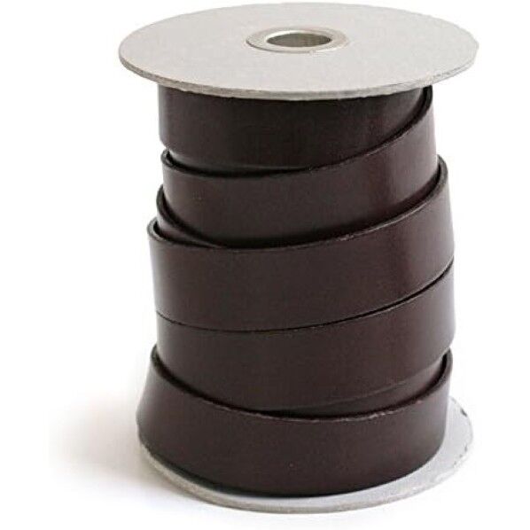 日本紐釦貿易 ヌメ革テープ 25mm巾 長さ10m巻 こげ茶