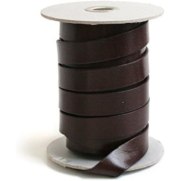 日本紐釦貿易 ヌメ革テープ 20mm巾 長さ10m巻 こげ茶