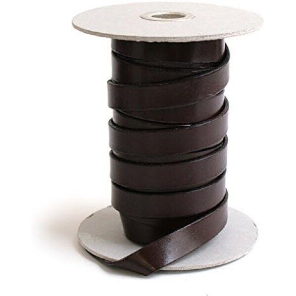 日本紐釦貿易 ヌメ革テープ 15mm巾 長さ10m巻 こげ茶