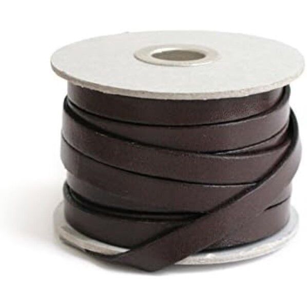 日本紐釦貿易 ヌメ革テープ 10mm 長さ10m巻 こげ茶