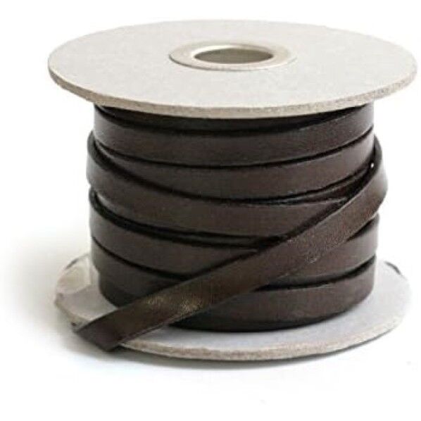 日本紐釦貿易 ヌメ革テープ 8mm巾 長さ10m巻 こげ茶