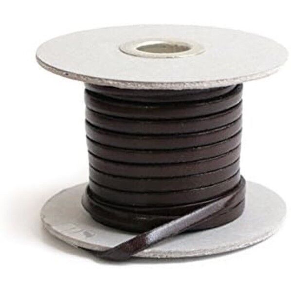 日本紐釦貿易 ヌメ革テープ 5mm巾 長さ10m巻 こげ茶