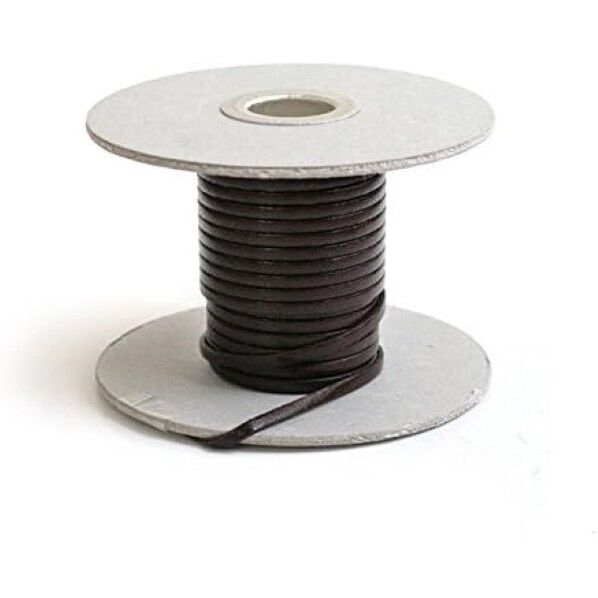 日本紐釦貿易 ヌメ革テープ 3mm巾 長さ10m巻 こげ茶