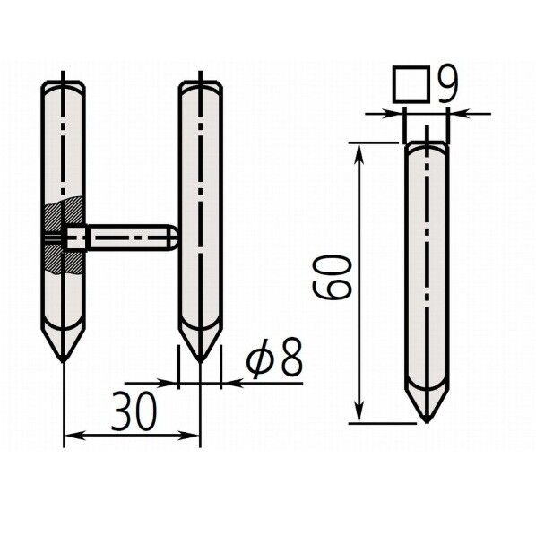 ケガキ測定子、MM/右 07CZA042 1個