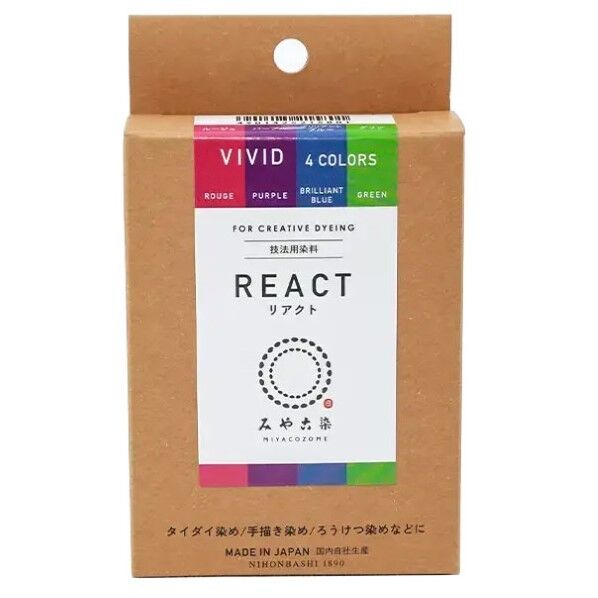 桂屋ファイングッズ みや古染 技法用染料 REACT リアクト 4色セット VIVIDカラー