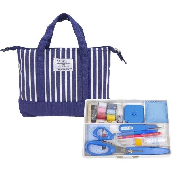 ミササ 裁縫セット ソーイングセット ストライプ ファスナーバッグL