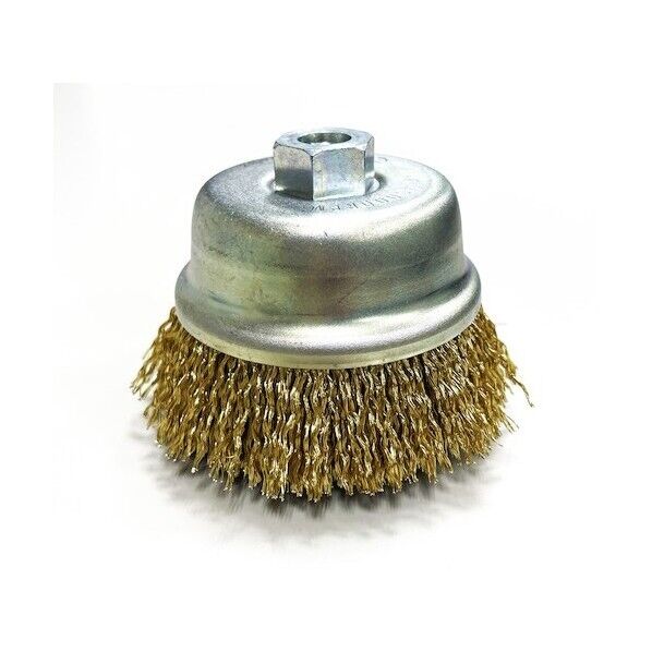 カップブラシ 電動工具用 カップ型 75xM10x25x68 真鍮メッキ鋼線0.25