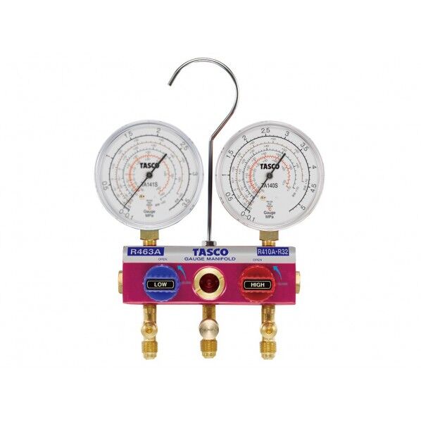 R463A･R410A･R32用ハイブリッドゲージマニホールドキット(92cmホースバルブ付) TA122SV 1点