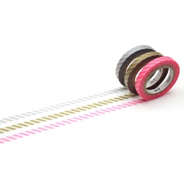 mtトレハリ 詰替用テープセットD ストライプ (ストライプ蛍光ピンク、ストライプ金、ストライプ銀)