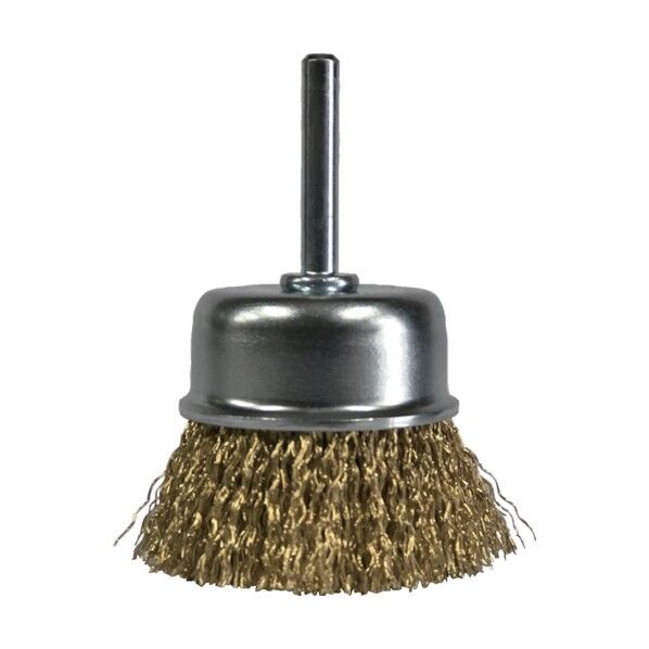 鋼線メッキ線軸付カップブラシ(黄より線)