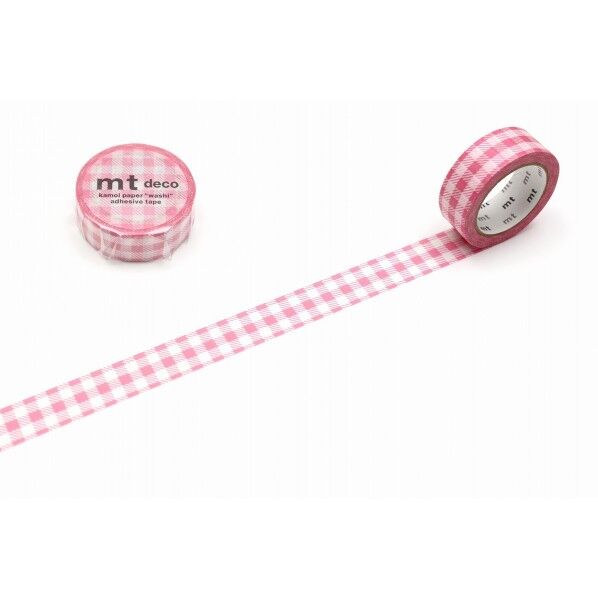 カモ井(カモイ) mt 1P ストライプギンガムチェック・ピンク 15mm×7m MT01D548 1個