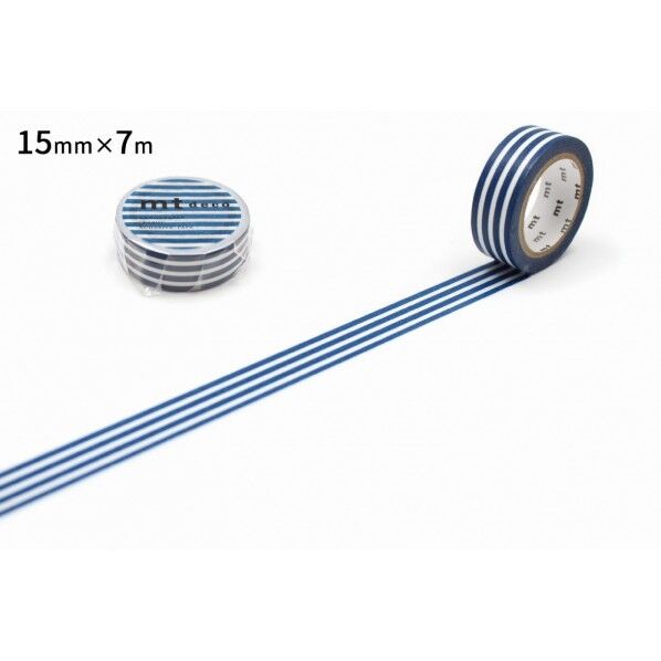 カモ井(カモイ) mt 1P ボーダー・インディゴ 15mm×7m MT01D386R 1個