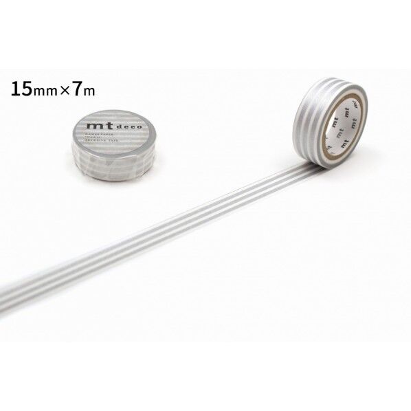 カモ井(カモイ) mt 1P ボーダー・銀 15mm×7m MT01D391R 1個