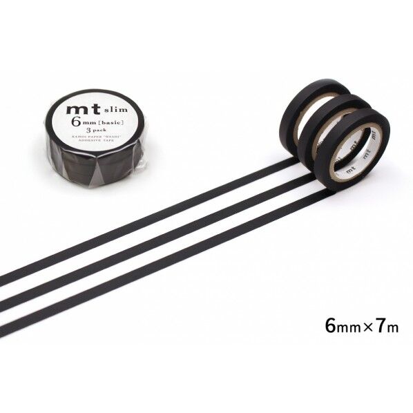 カモ井(カモイ) mt slim J マットブラック 6mm×7m マットブラック MTSLIM22R 3個
