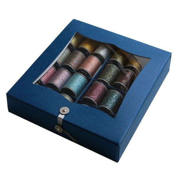 FUJIX フジックス スパークルラメ 紙箱セット 3本合 24色 ミシン糸 手縫い糸