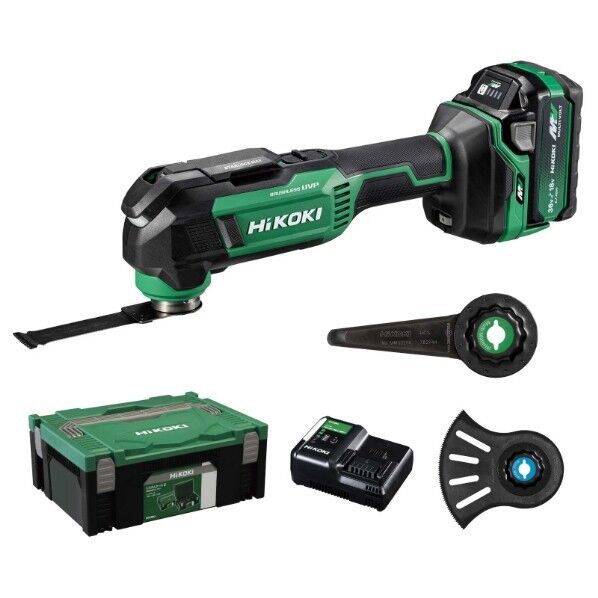 HiKOKI(ハイコーキ) 36V 充電式 マルチツール セット品(電池1個・充電器・ケース付) 【ブレード2種類付特別セット】 振動角度4° アグレッシブグリーン CV36DMA(XPCZ) 1台...