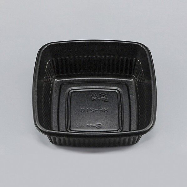 シーピー化成 二段弁当容器 本体 BF-210 黒 外寸:155×155×高56mm 004468034 50枚