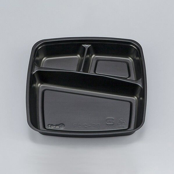 シーピー化成 二段弁当容器 中仕切 BF-210-B 黒 外寸:150×150×高23mm 004468035 50枚