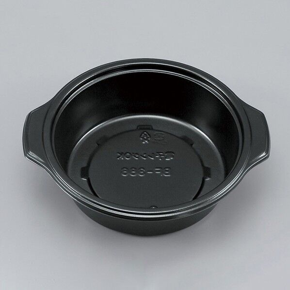 シーピー化成 鍋型丼容器 本体 BF-386 黒 外寸:212×185×55mm/底寸:143×143mm 004468068 50個