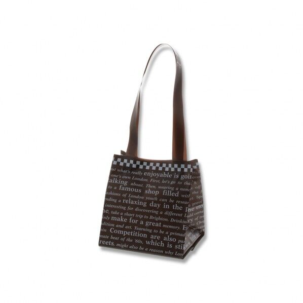 手提げポリ袋 ポリチャームバッグ 08 W3S チェッカー ブラウン 表記入り