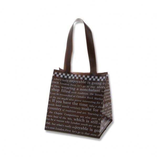 手提げポリ袋 ポリチャームバッグ 08 WSS チェッカー ブラウン 表記入り