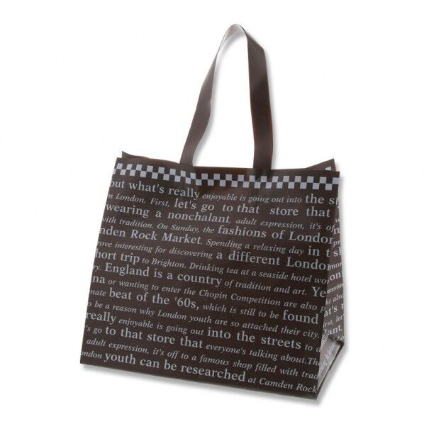 手提げポリ袋 ポリチャームバッグ 08 WM チェッカー ブラウン 表記入り