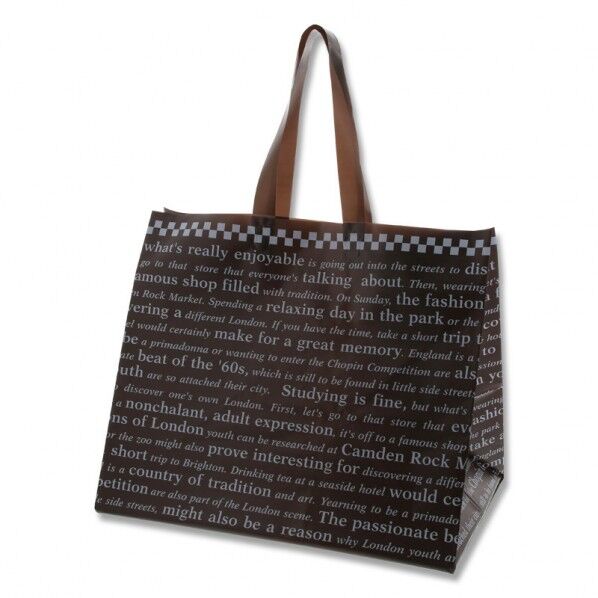 手提げポリ袋 ポリチャームバッグ 08 WL チェッカー ブラウン 表記入り