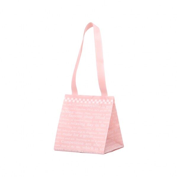 手提げポリ袋 ポリチャームバッグ W3S チェッカー ピンク 表記入り