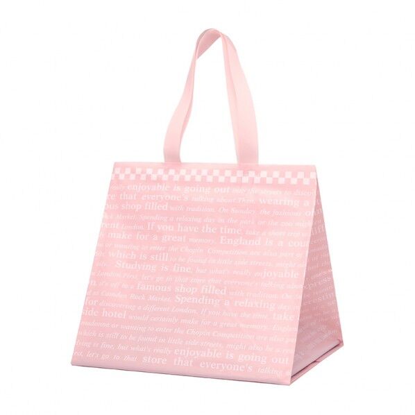 手提げポリ袋 ポリチャームバッグ WMS チェッカー ピンク 表記入り